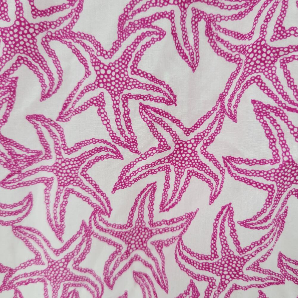Talbots Womens Starfish Shirt Large Pink White Button Down Long Sleeve Beach - Picture 4 of 13